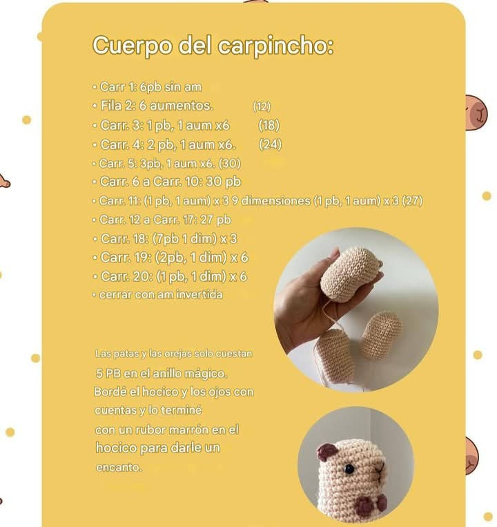 Patrón de crochet gratuito para hacer un carpincho adorable