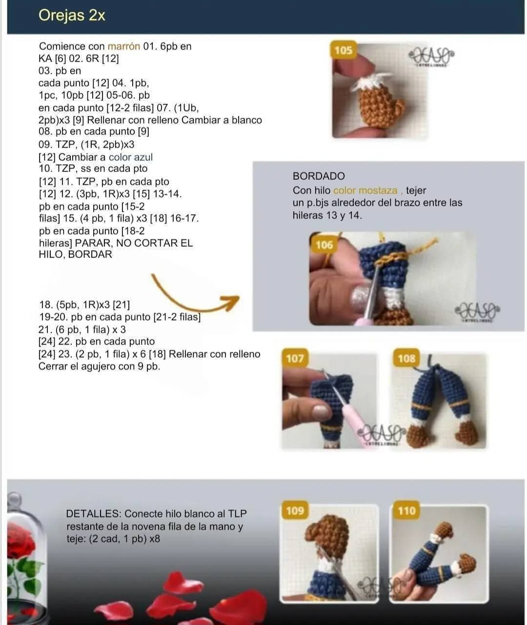 Patrón de crochet: La Bella y la Bestia en amigurumi detallado