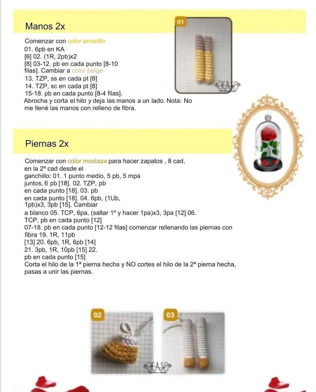 Patrón de crochet: La Bella y la Bestia en amigurumi detallado