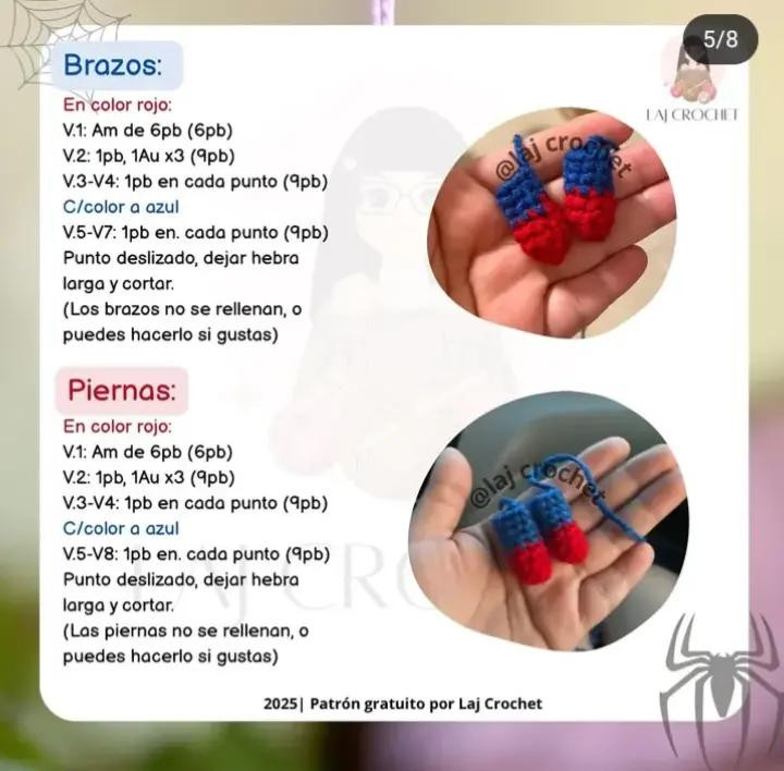 Patrón de crochet: Materiales y abreviaciones para hacer un Spiderman