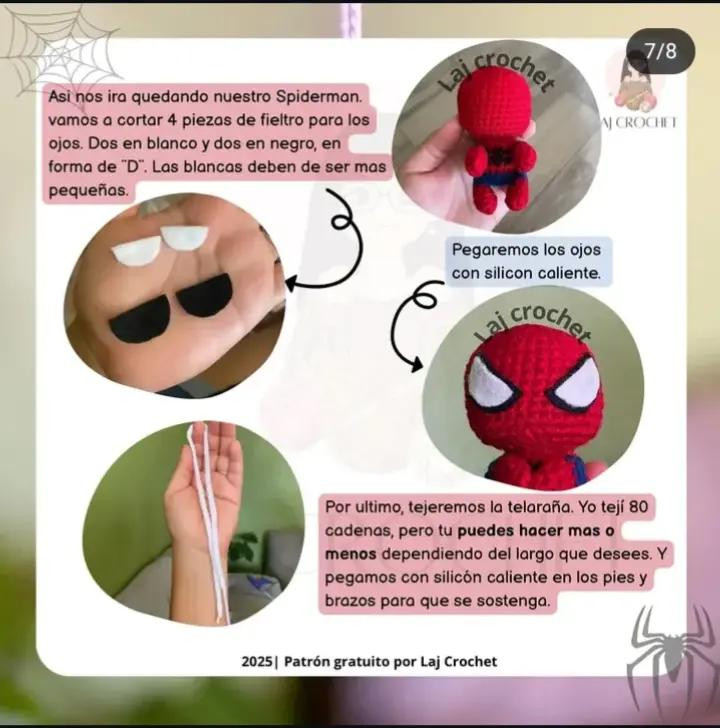 Patrón de crochet: Materiales y abreviaciones para hacer un Spiderman