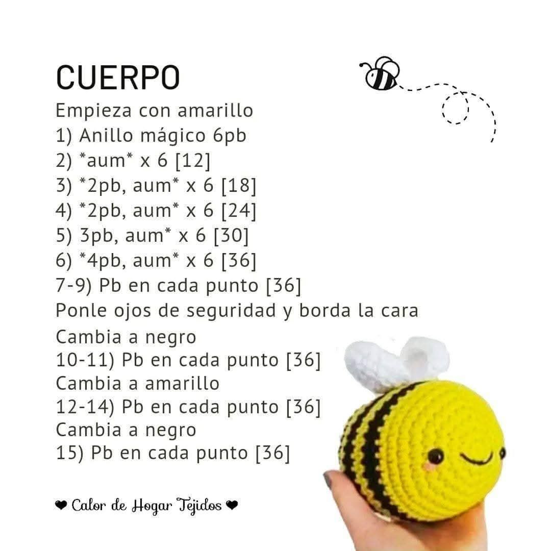 "Patrón de crochet para abeja de peluche adorable y fácil de hacer"