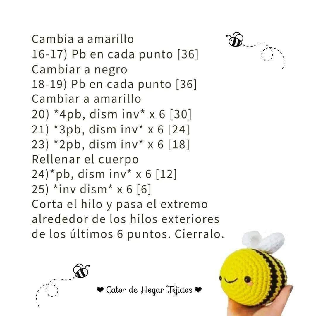 "Patrón de crochet para abeja de peluche adorable y fácil de hacer"