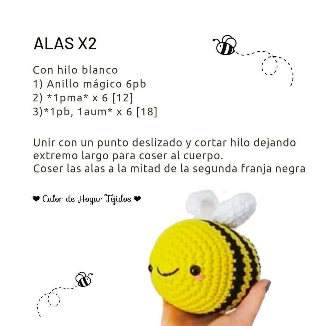 "Patrón de crochet para abeja de peluche adorable y fácil de hacer"