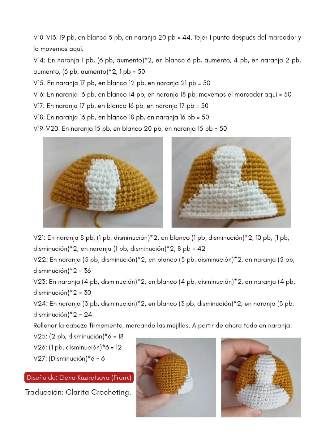 Patrón de crochet para adorables corgis bebé de 10 cm
