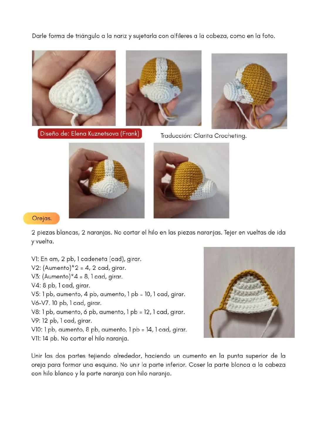 Patrón de crochet para adorables corgis bebé de 10 cm