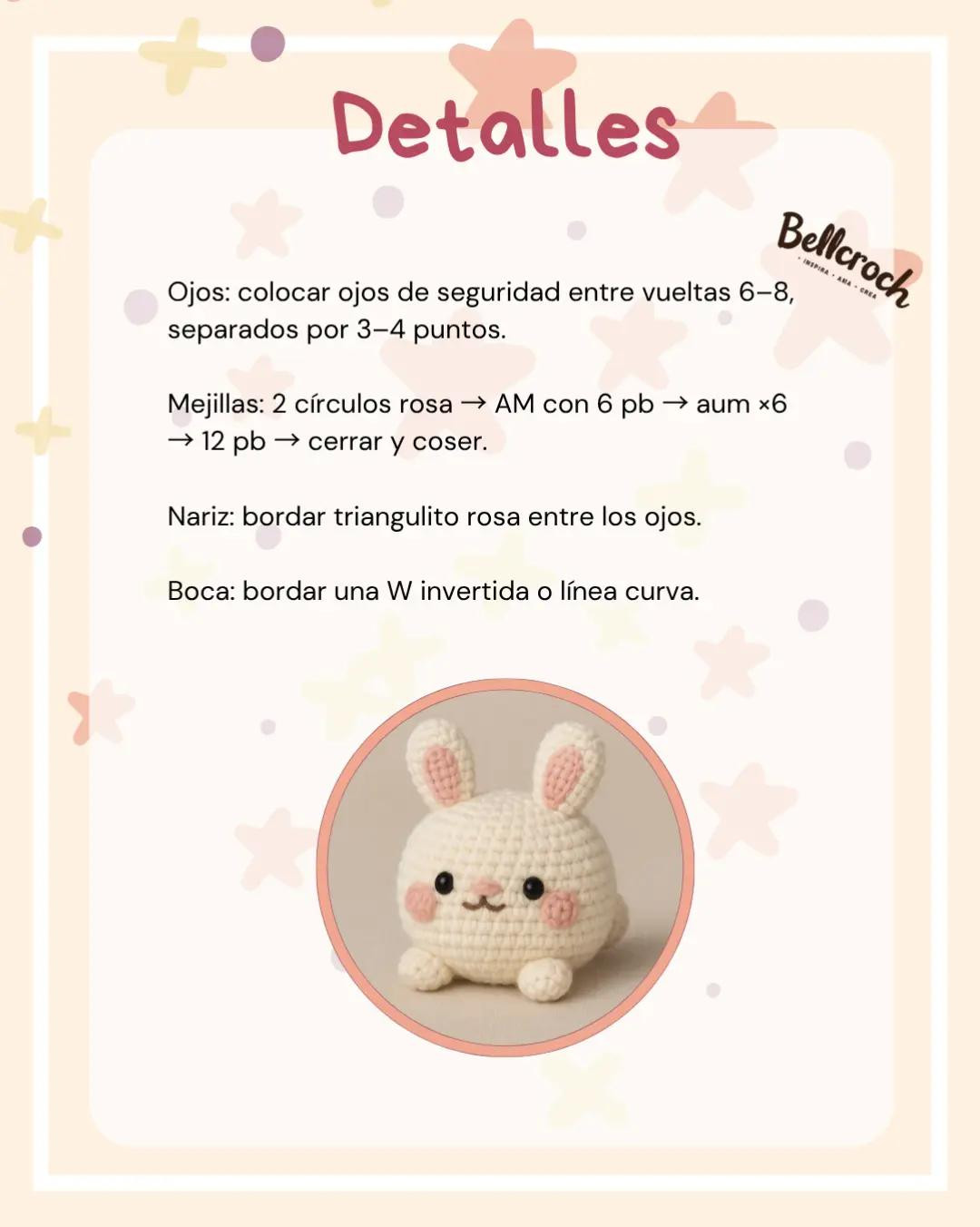 Patrón de crochet para amigurumi conejo adorable y fácil de seguir