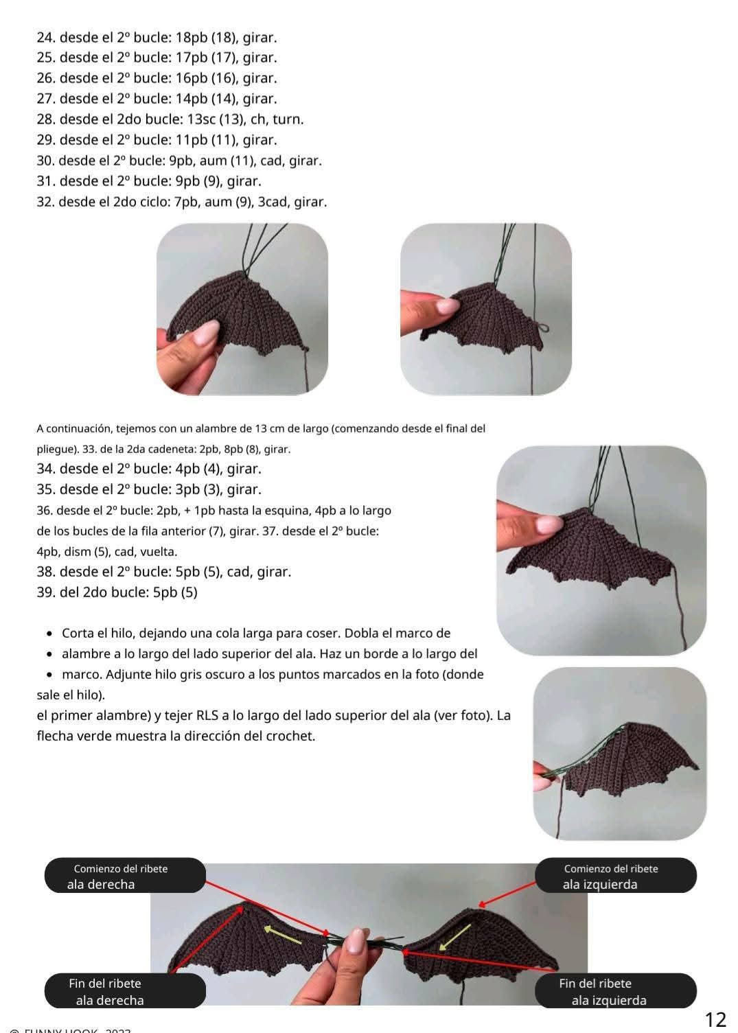 Patrón de crochet para crear un adorable dragón negro con alas