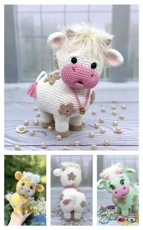 Patrón de crochet para crear un adorable muñeco de vaca