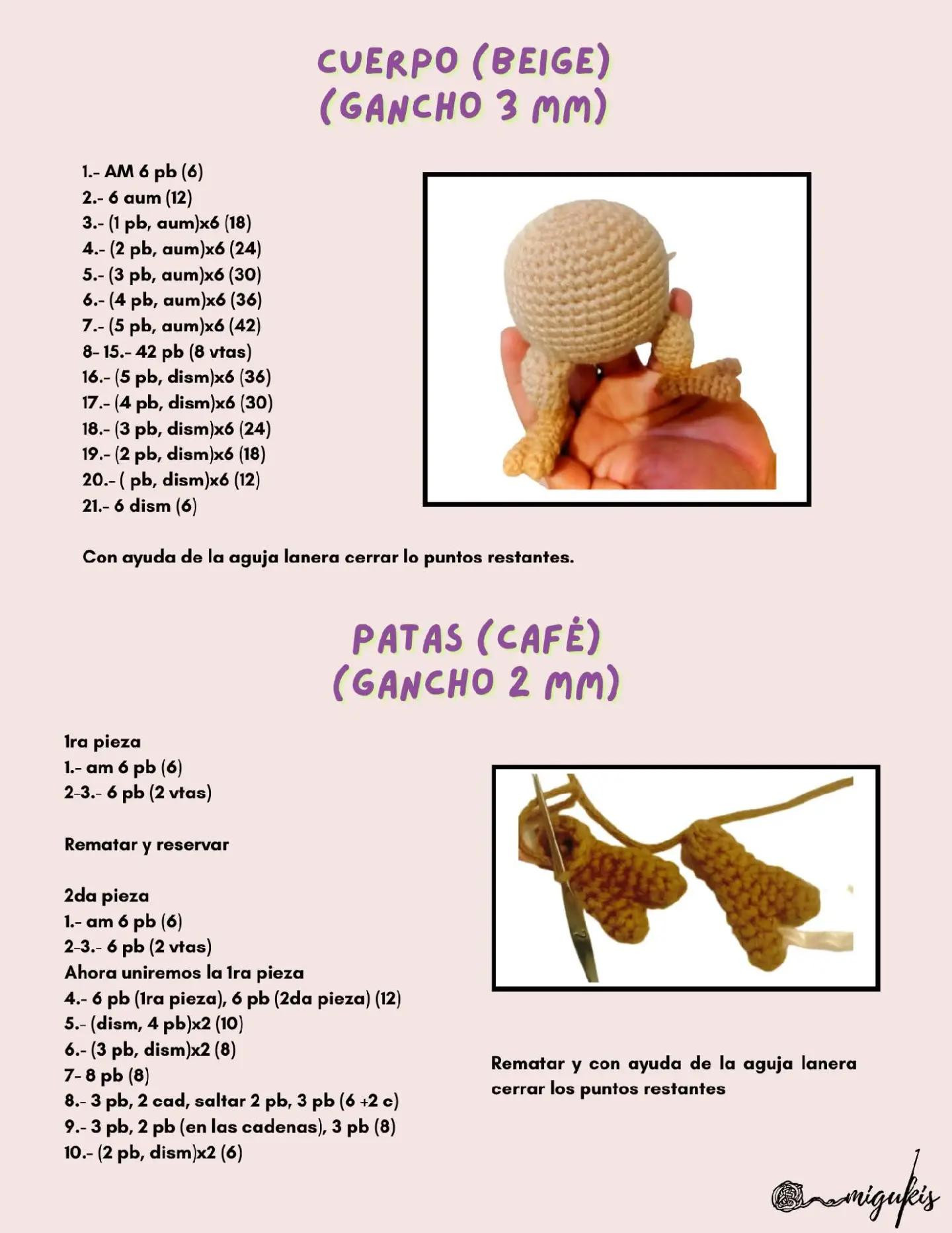 Patrón de crochet para crear un amigurumi de Mankey