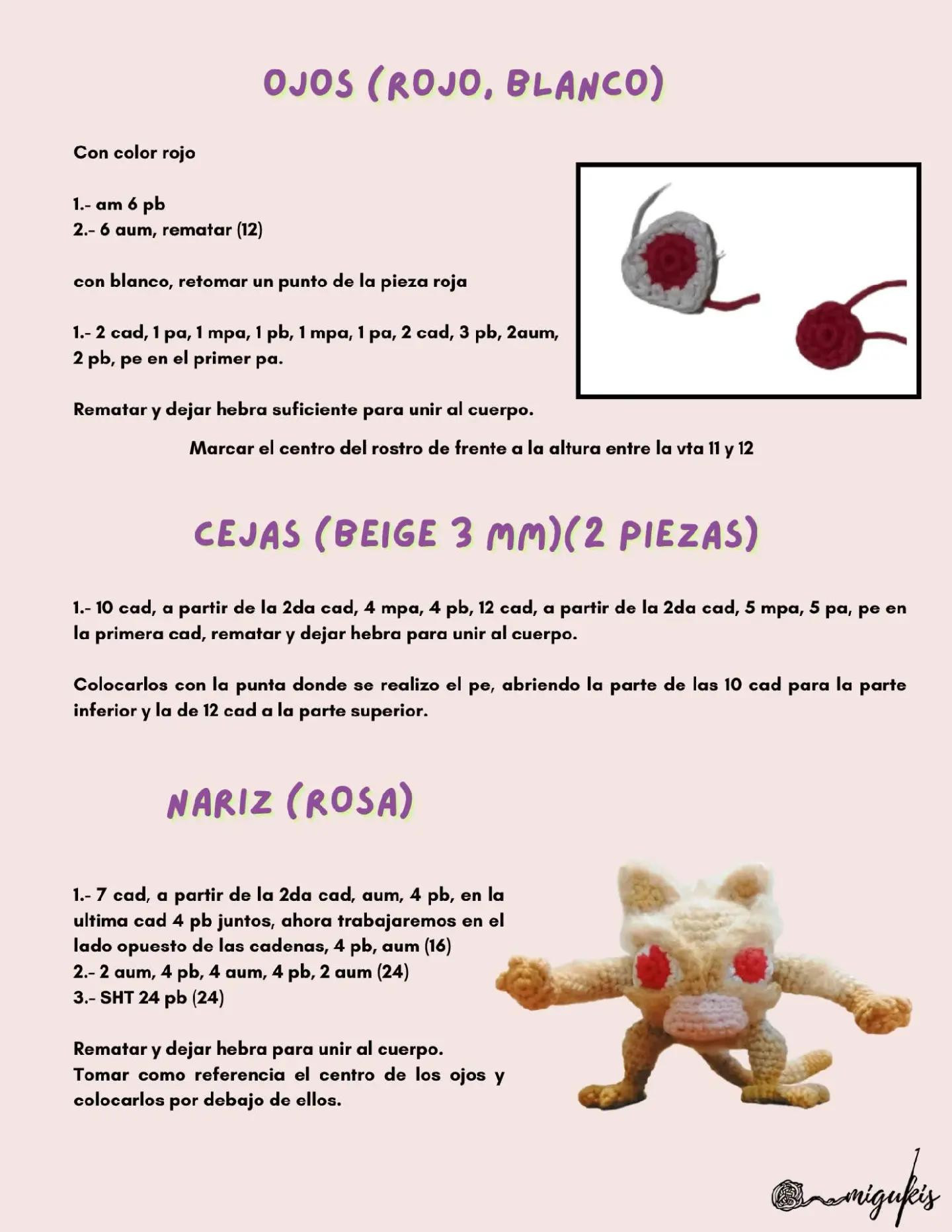 Patrón de crochet para crear un amigurumi de Mankey