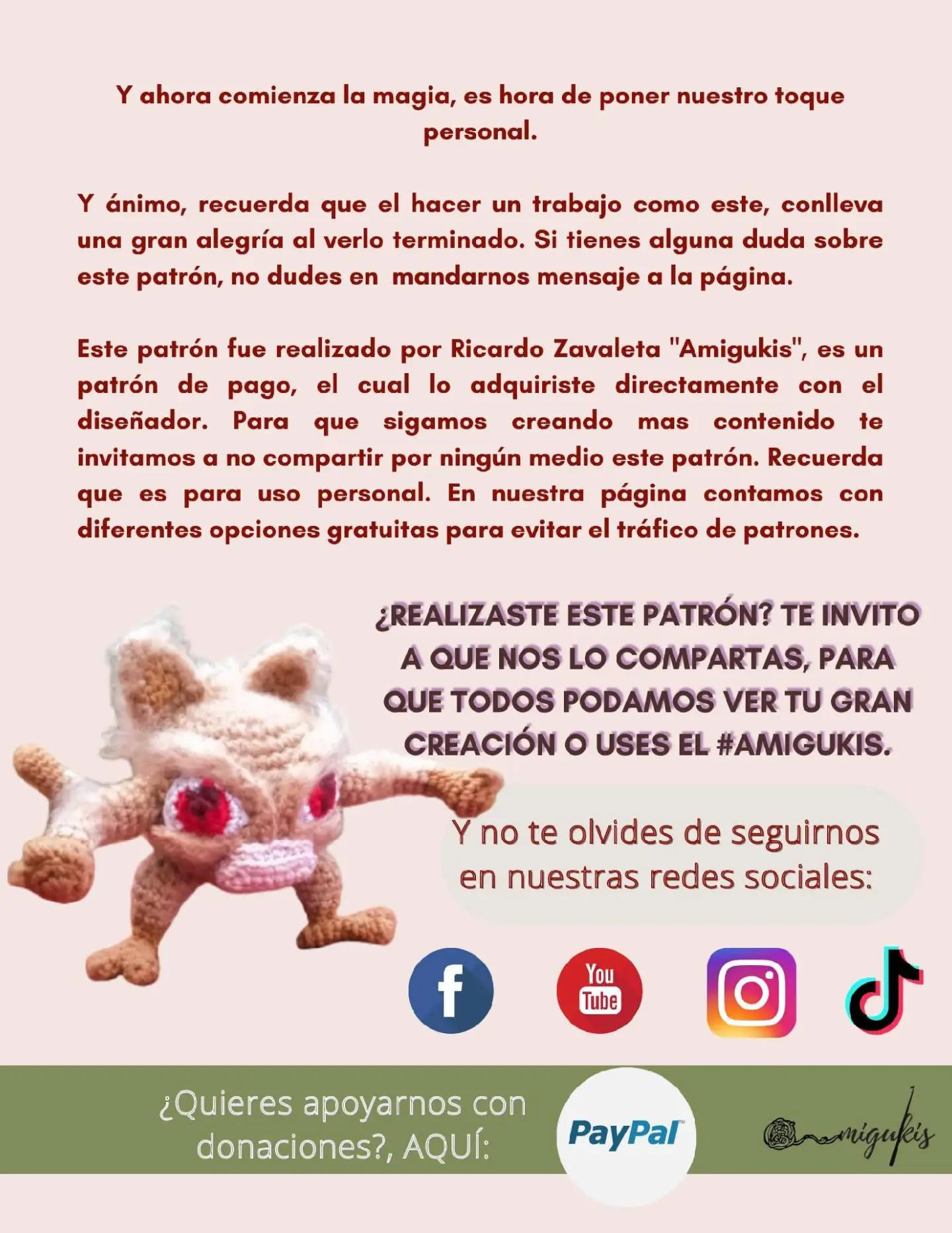 Patrón de crochet para crear un amigurumi de Mankey