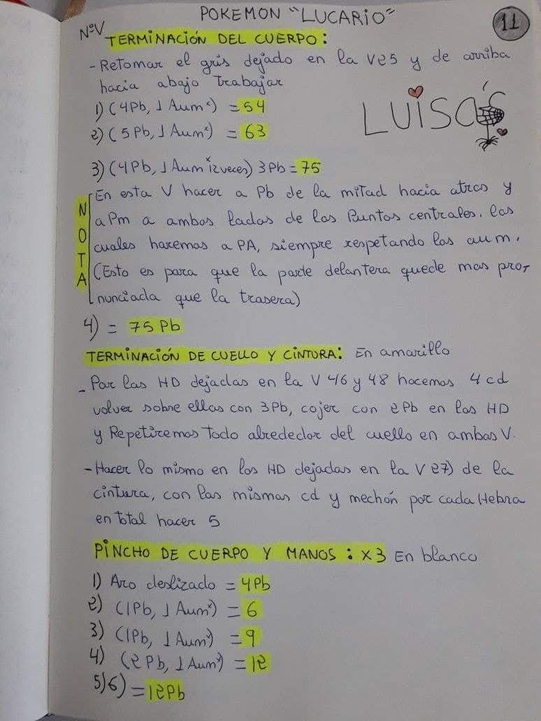 Patrón de crochet para crear un muñeco de Lucario detallado.