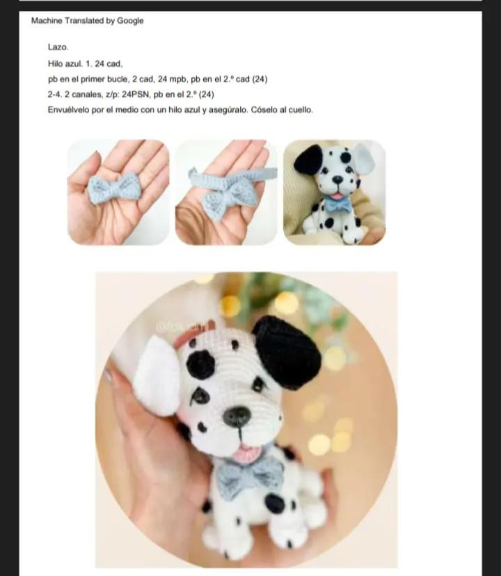 Patrón de crochet para hacer un adorable perro dálmata amigurumi