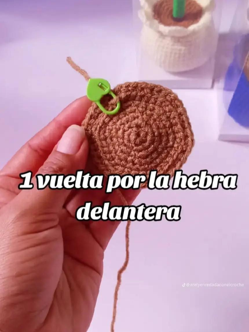 Patrón de crochet para maceta con flor colorida y vibrante