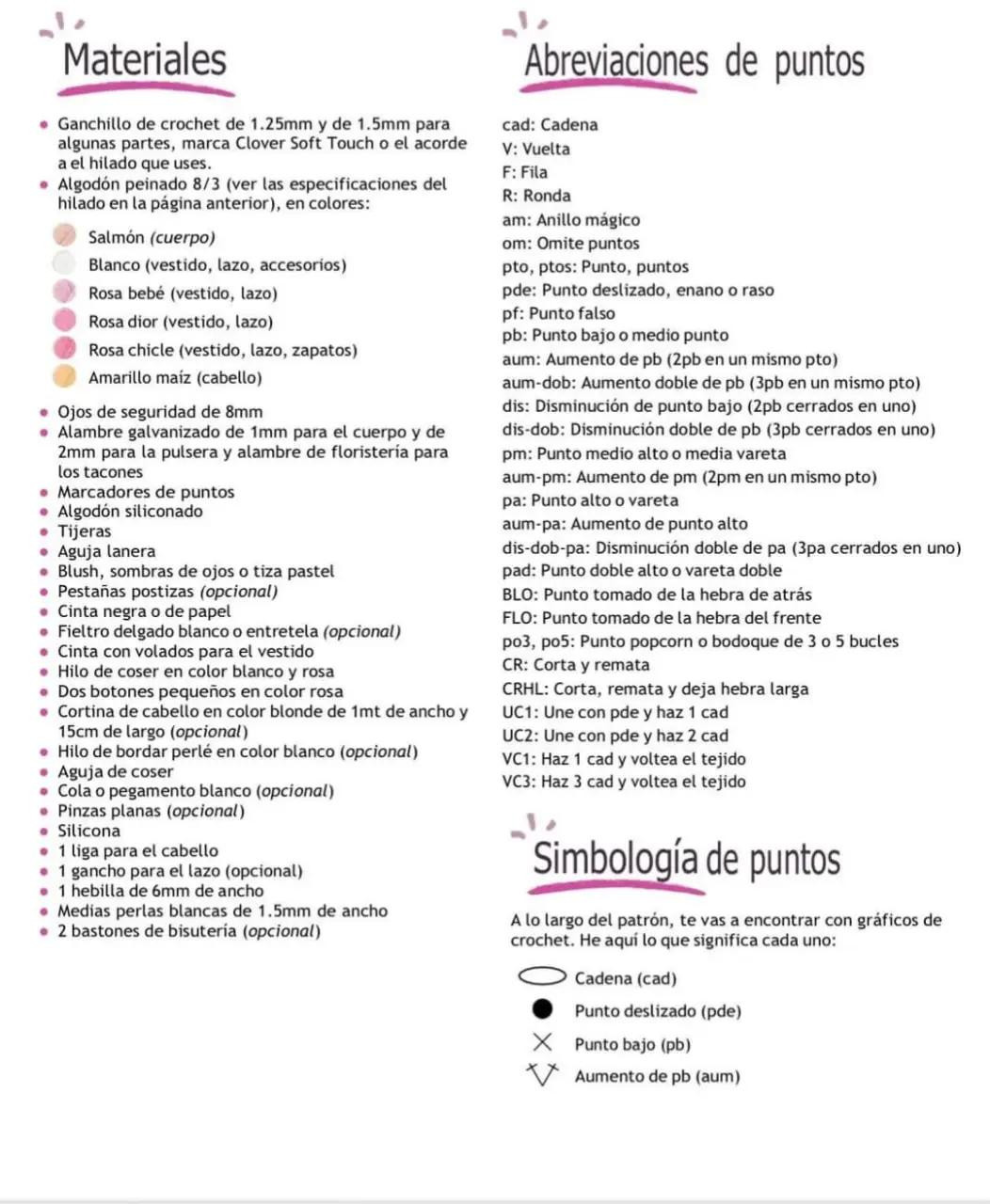 Patrón de crochet para muñeca con vestido rosa a cuadros