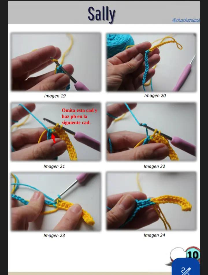Patrón de crochet para muñeco esqueleto con traje de rayas, sally
