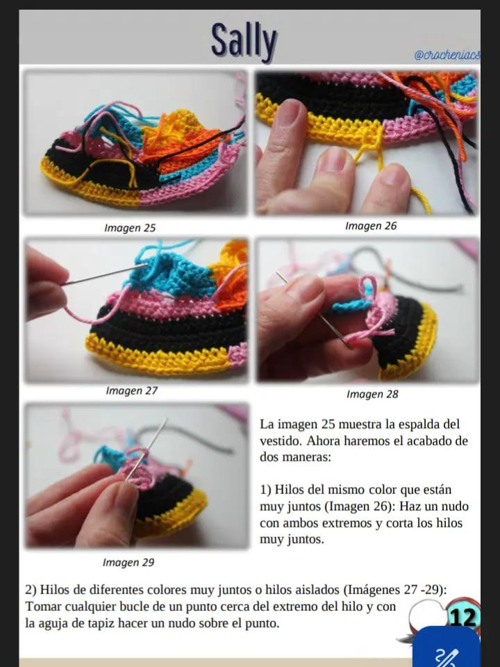 Patrón de crochet para muñeco esqueleto con traje de rayas, sally