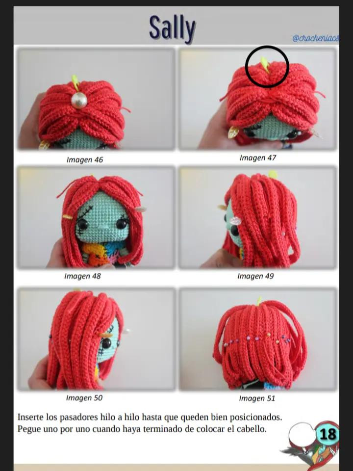 Patrón de crochet para muñeco esqueleto con traje de rayas, sally