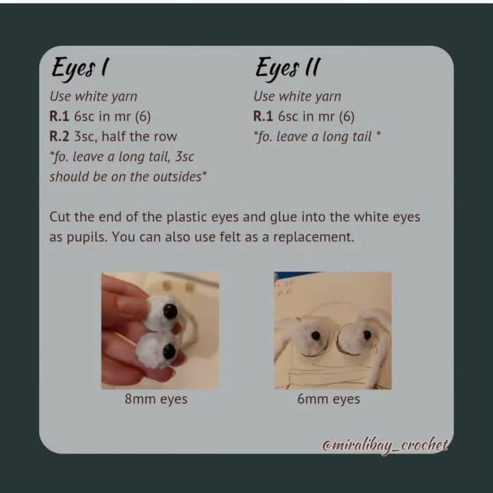 Patrón de crochet para muñecos de ojos grandes, disponible gratis.
