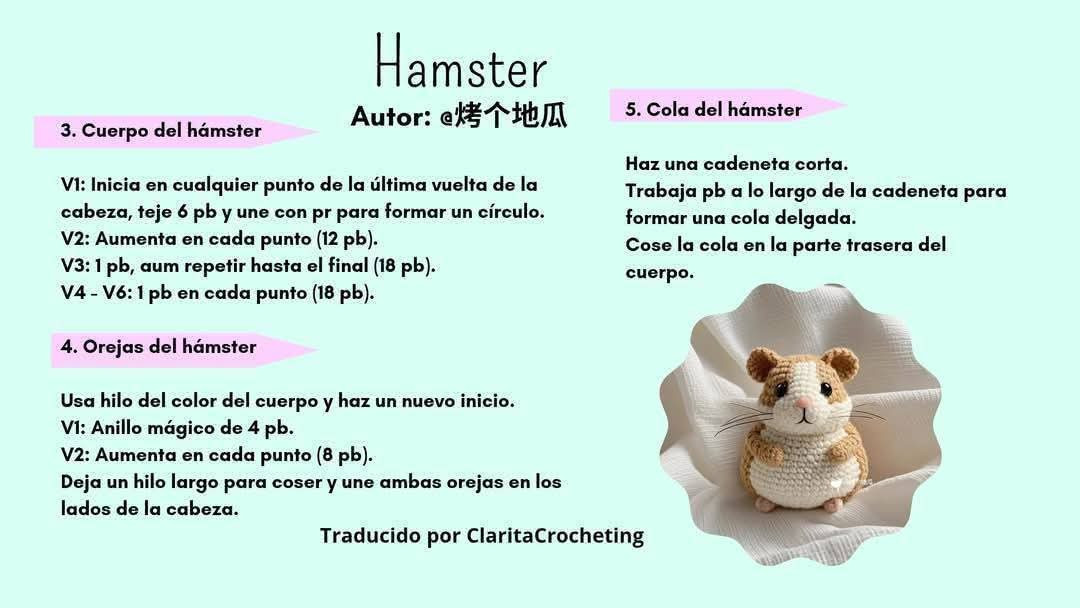 Patrón de Crochet para un Hámster Adorable y Realista