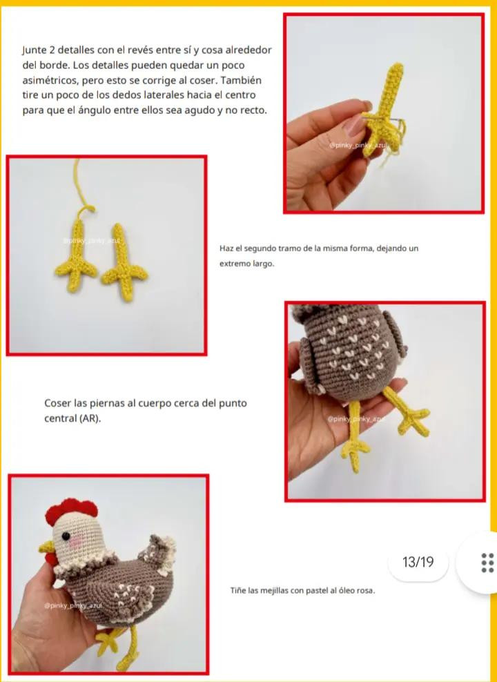 Patrón de ganchillo: encantadora gallina con sus pollitos coloridos