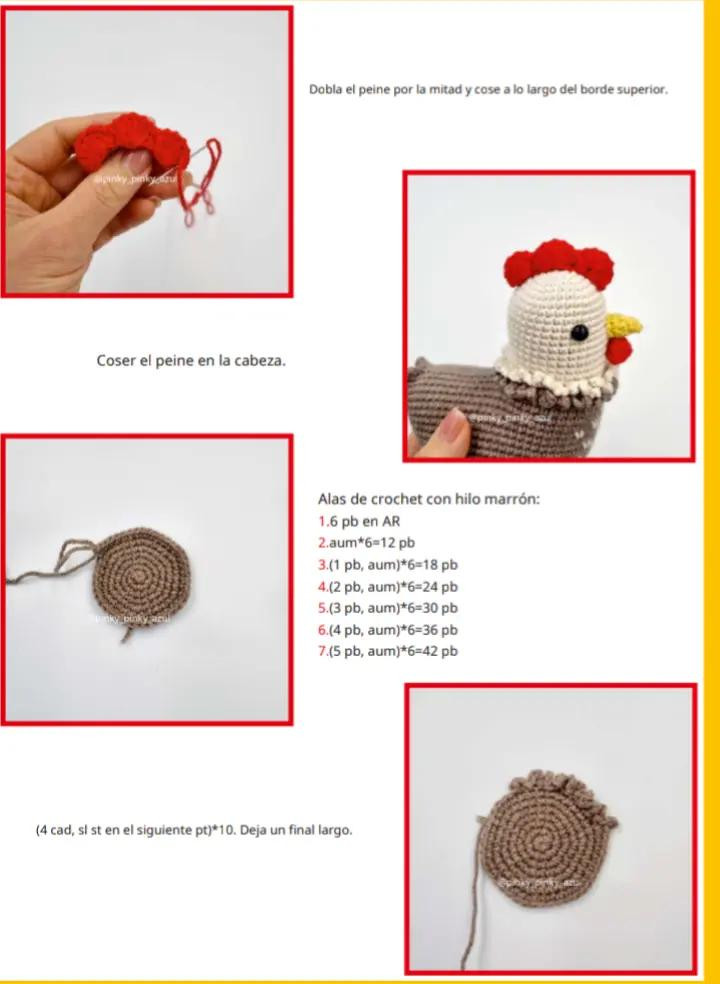 Patrón de ganchillo: encantadora gallina con sus pollitos coloridos