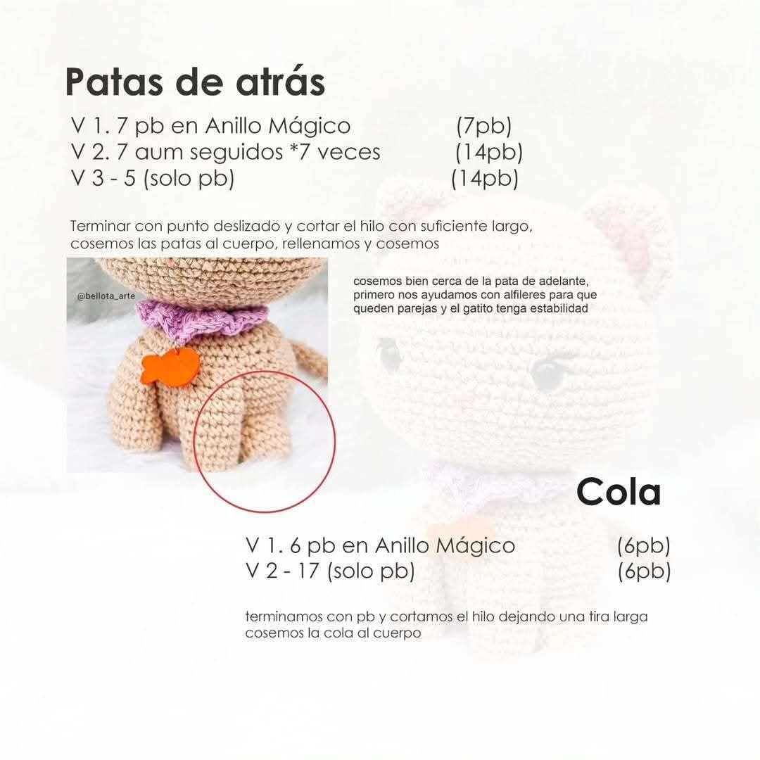Patrón de ganchillo gratuito para hacer un adorable gato amigurumi