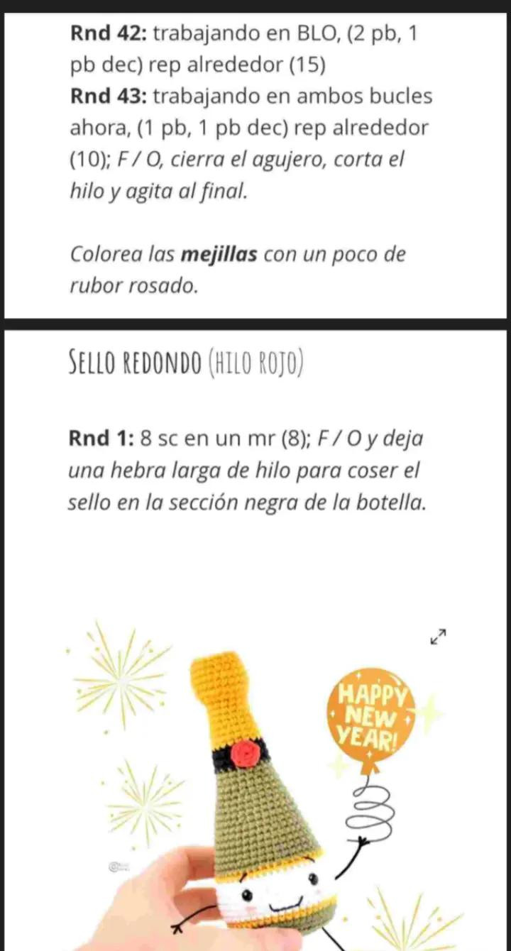 Patrón de ganchillo para botella de champán adorable y divertida