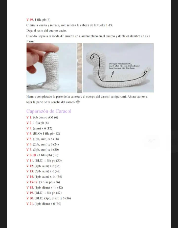 Patrón de ganchillo para caracol adorable con concha decorada