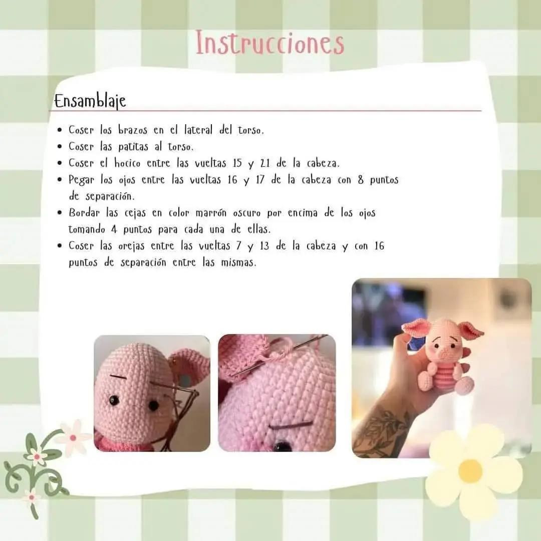 Patrón de ganchillo para crear un adorable cerdito amigurumi.