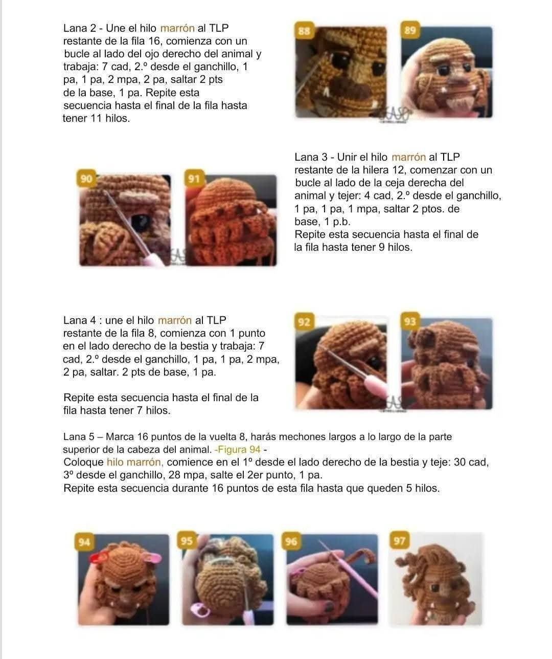 Patrón de ganchillo para crear una bestia encantadora y detallada.