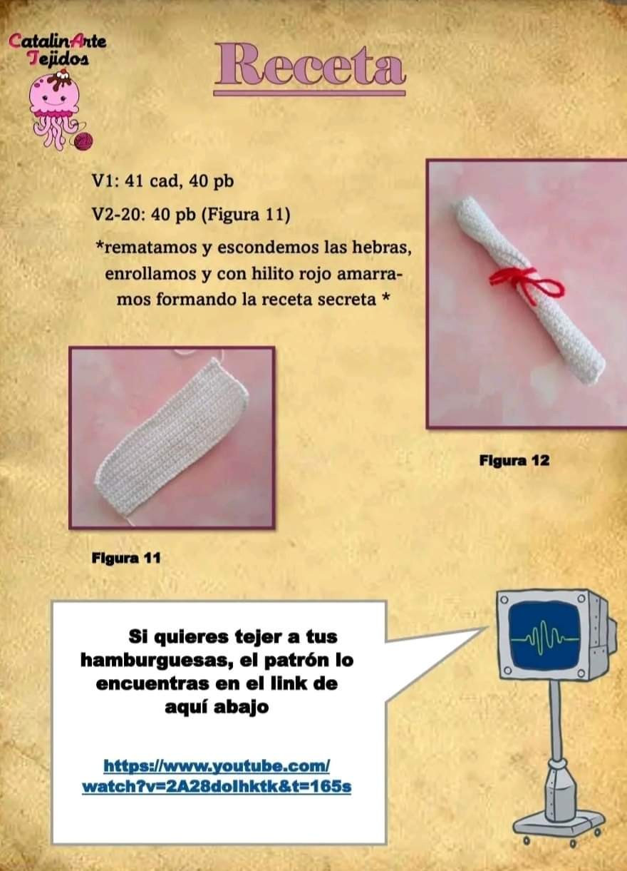 Patrón de ganchillo para hacer a Plankton y hamburguesas adorables