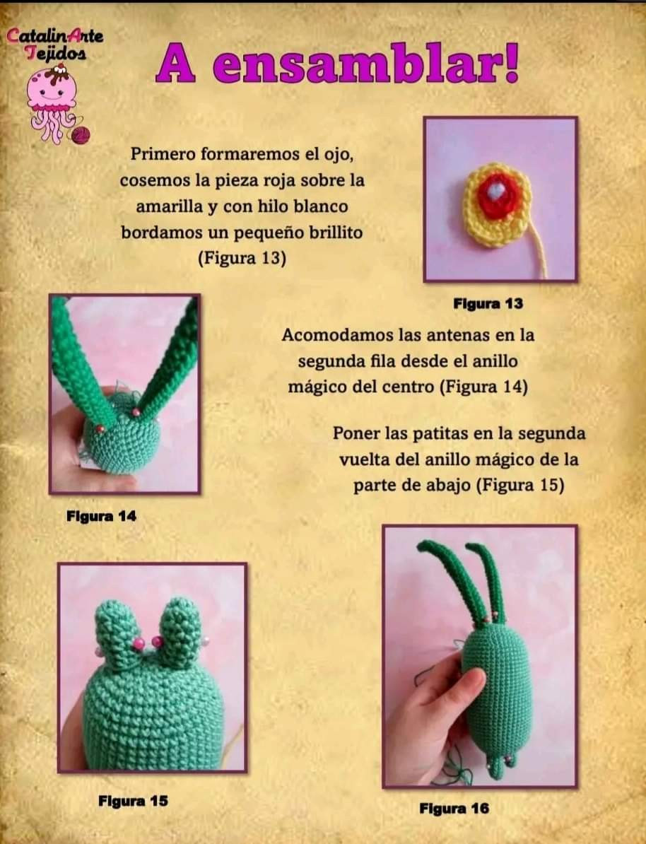 Patrón de ganchillo para hacer a Plankton y hamburguesas adorables