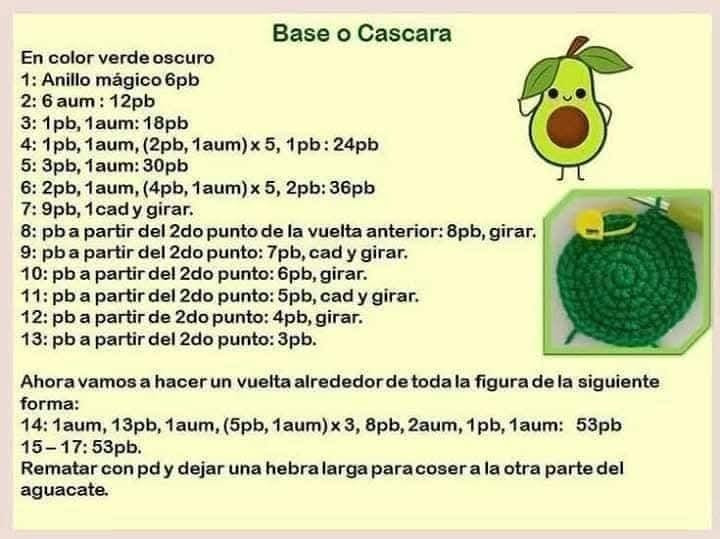Patrón de ganchillo para hacer un adorable aguacate amigurumi