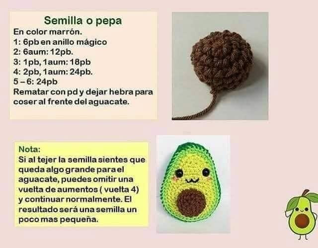 Patrón de ganchillo para hacer un adorable aguacate amigurumi