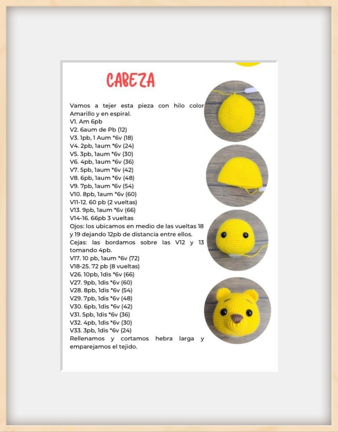 Patrón de ganchillo para un adorable osito amarillo con camiseta roja