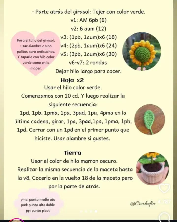 Patrón de girasol a crochet para decorar tu hogar.
