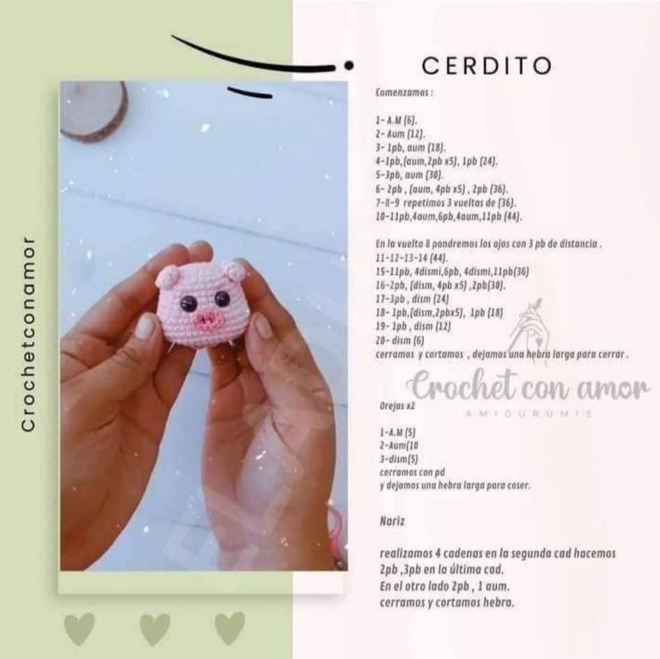 Patrón de Girasol con Cara de Cerdito para Tejido a Crochet