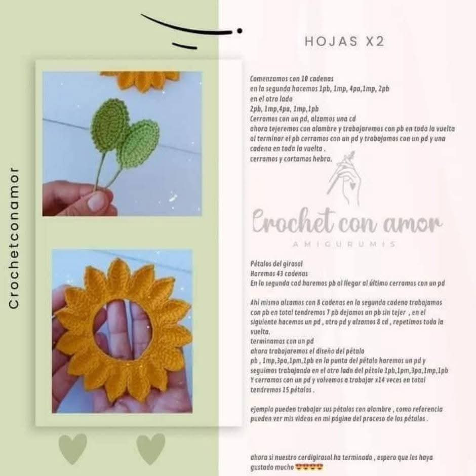 Patrón de Girasol con Cara de Cerdito para Tejido a Crochet