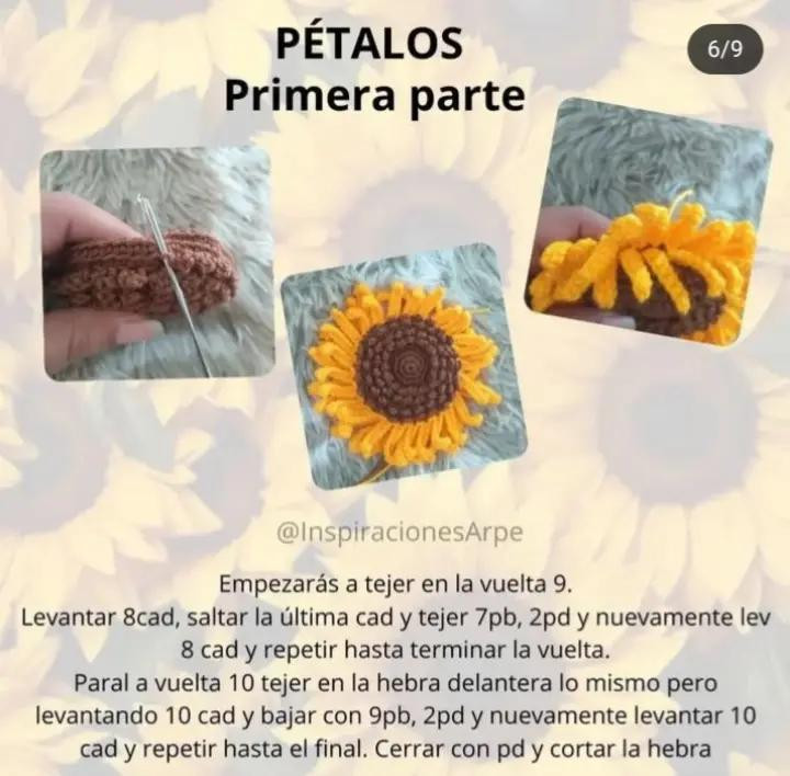 Patrón de Girasol en Crochet: Crea tu Propia Flor con Este Diseño Fácil
