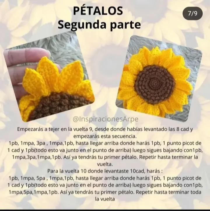 Patrón de Girasol en Crochet: Crea tu Propia Flor con Este Diseño Fácil