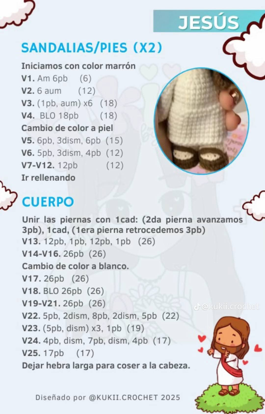 Patrón de llavero amigurumi de Jesús, ideal para regalar.