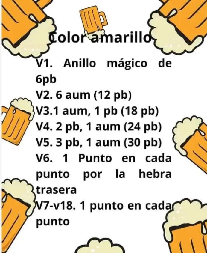 Patrón de llavero de crochet con diseño de botella de cerveza
