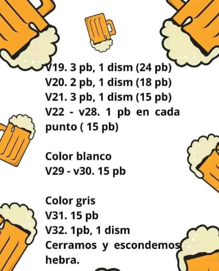 Patrón de llavero de crochet con diseño de botella de cerveza