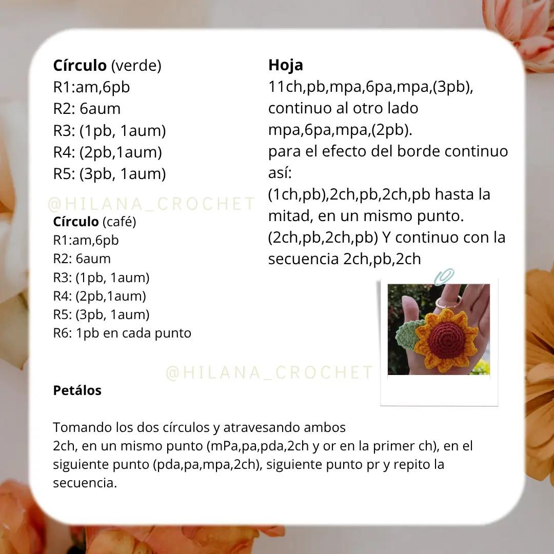 Patrón de llavero de girasol a crochet: instrucciones detalladas
