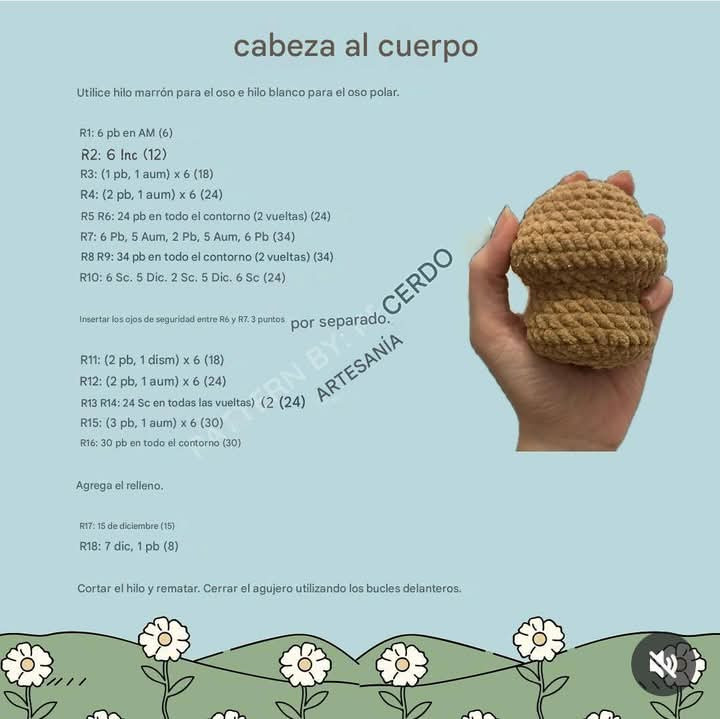 Patrón de llavero de osito y osito polar en crochet