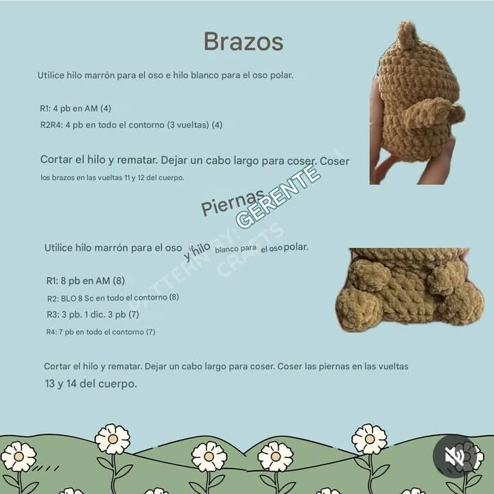 Patrón de llavero de osito y osito polar en crochet