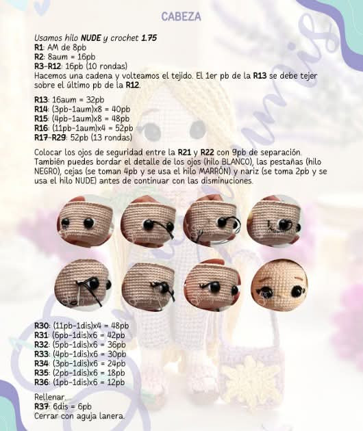 ¡Patrón de Muñeca Amigurumi Gratis con Detalles Encantadores!