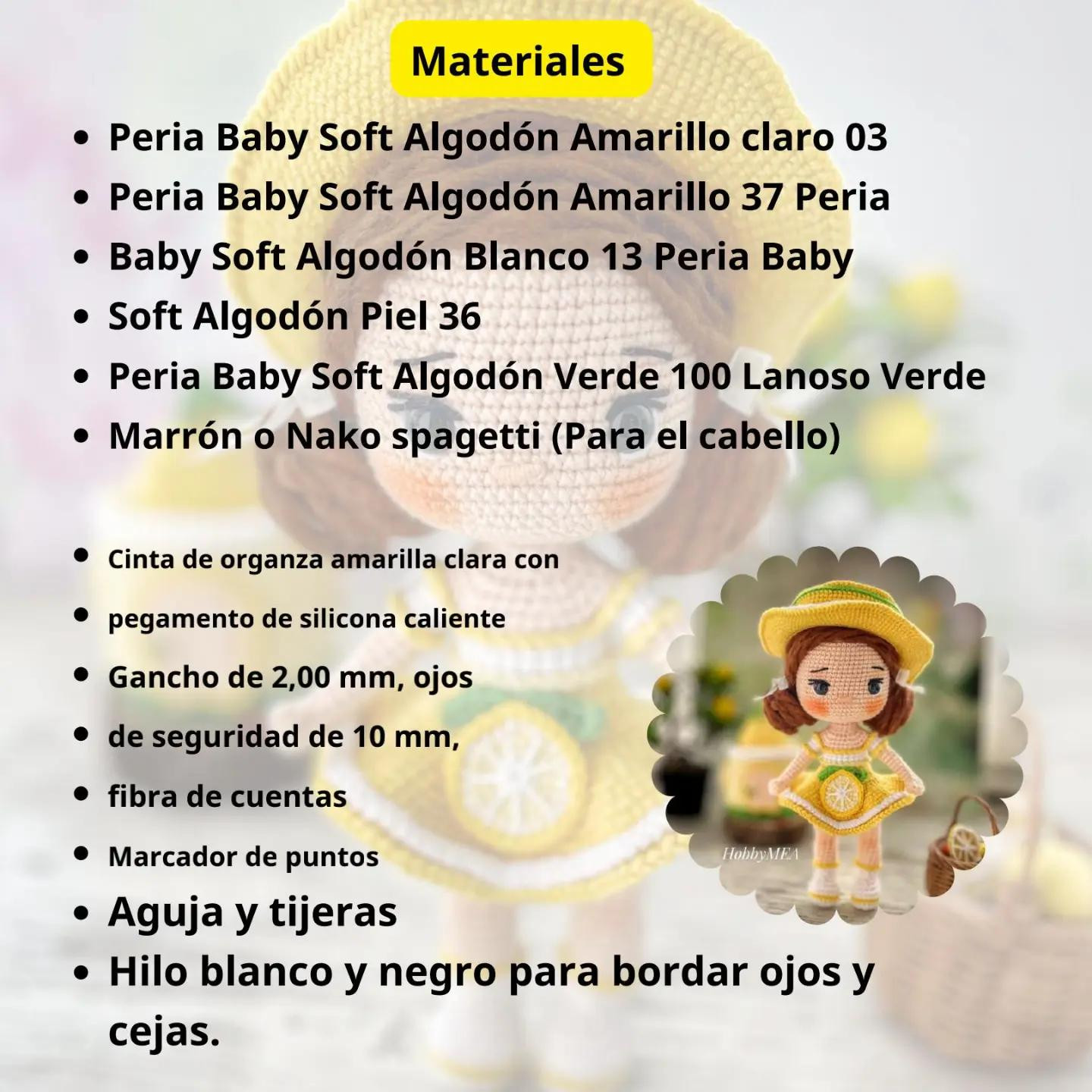 Patrón de Muñeca Amigurumi: Linda Chica de Verano con Vestido de Limón